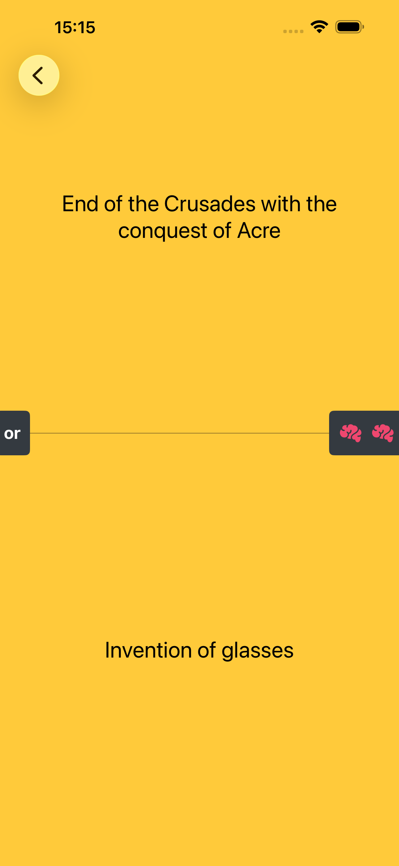 WhatsFirst on iPhone: choose between two historical events