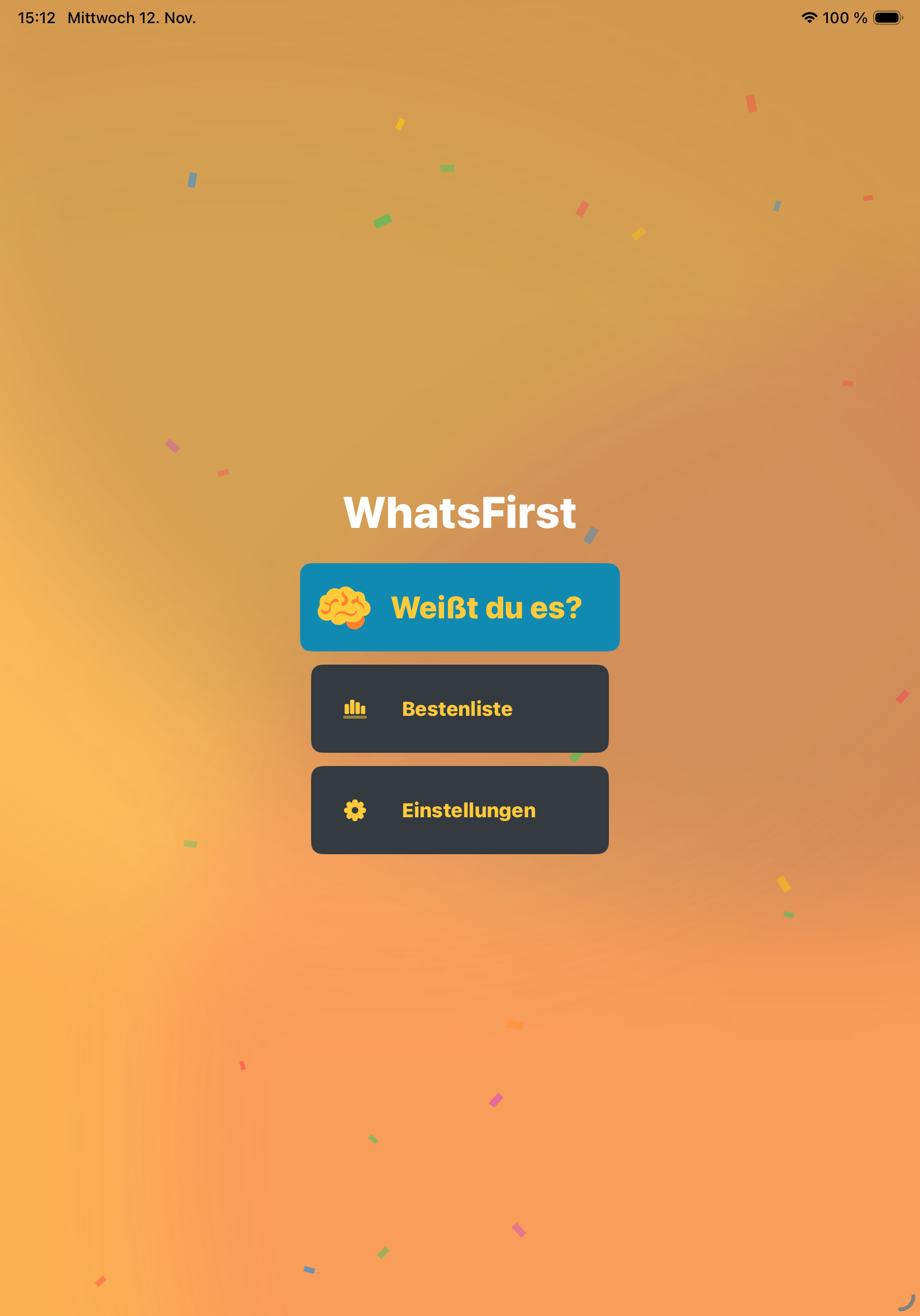 WhatsFirst Startseite auf dem iPad