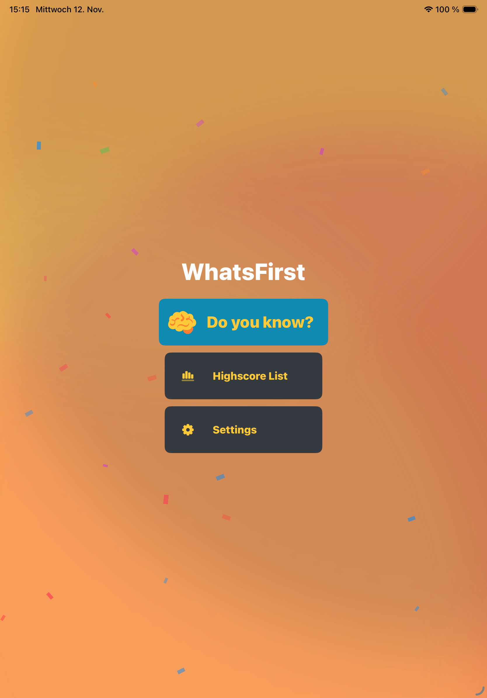 WhatsFirst home screen on iPad