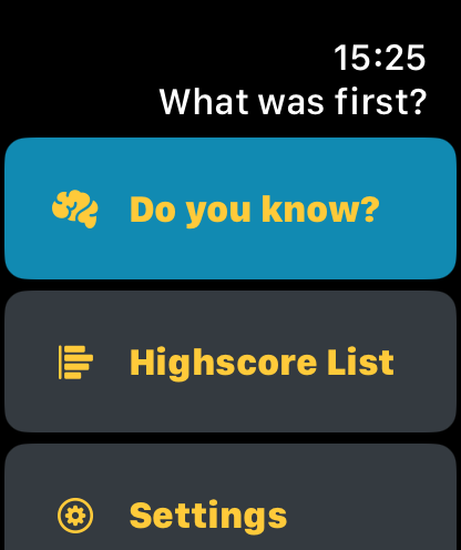 WhatsFirst home screen on Apple Watch